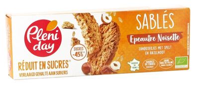 Pleniday Zandkoekjes spelt en hazelnoot minder suiker bio (150 gr)