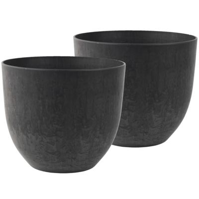 Ter Steege Plantenpot - 2x - zwart - kunststof - D33 x H29 cm - bloempot
