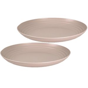 2x stuks rond kunststof borden mokka bruin 25 cm