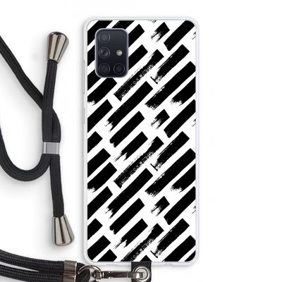 Zwarte vegen: Samsung Galaxy A71 Transparant Hoesje met koord