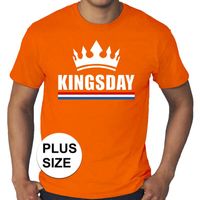 Oranje Koningsdag/ Kingsday met kroon grote maten shirt heren