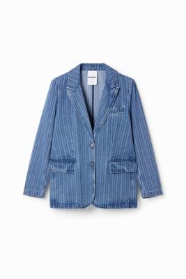 Gestreepte denim blazer - BLUE - S