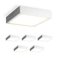 Set van 6 Carolina opbouwspots vierkant - 12 Watt 1160 Lumen - Wit - 2700K warm wit - LED downlight - IP20 stofdicht - 160mm