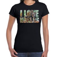 Tekst t-shirt I love koalas met dieren foto van een koala zwart voor dames - thumbnail