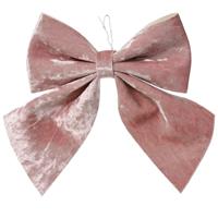Kerstornamenten strikken - 2x - velvet roze - 12 x 13 cm - kerstboomstrikjes