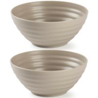 Set van 4x kommetjes/schaaltjes - Dessert/ontbijt - Kunststof - D14 cm - Taupe