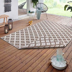 Buitenkleed Duo Squares - 160x230cm - Creme Grafisch Vloerkleed - 123vloerkleed.nl is de online webshop voor vloerkleden en woonaccessoires.