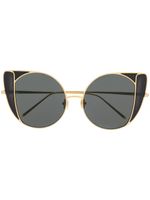 Linda Farrow lunettes de soleil à monture large - Or