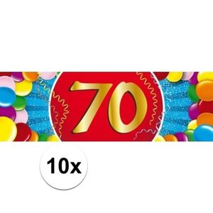 10x 70 Jaar leeftijd stickers verjaardag versiering   -
