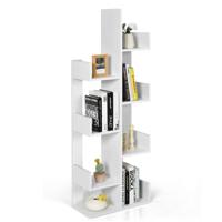 Boekenkast in Boomvorm Staand Rek met 8 Vakken Opbergrek voor Woonkamer/Slaapkamer/Kantoor 50 x 25 x 145 cm (Wit)