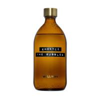 Wellmark Badzeep bruin glas messing dop fles 500ml tekst EMBRACE THE BUBBLES 8720165018611