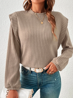 Crew Neck Casual Plain Split Joint Top - thumbnail