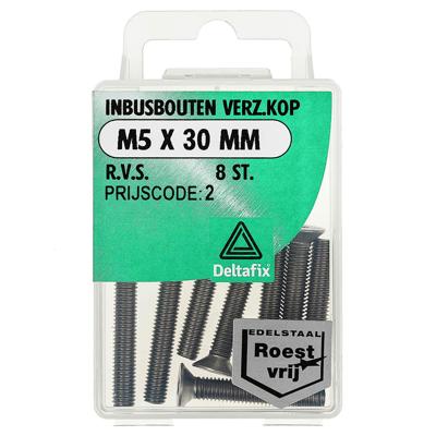 Inb.bout verz.kop m5x30mm rvs 8st - Deltafix