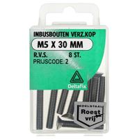Inb.bout verz.kop m5x30mm rvs 8st - Deltafix