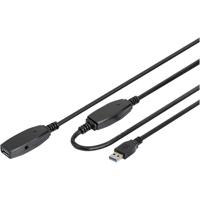 Digitus USB-kabel USB 3.2 Gen1 (USB 3.0 / USB 3.1 Gen1) USB-A stekker, USB-A bus 15.00 m Zwart Afgeschermd, Afgeschermd (dubbel) DA-73106 - thumbnail