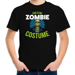 Zombie costume halloween verkleed t-shirt zwart voor kinderen 158-164 (XL)  -