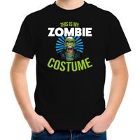 Zombie costume halloween verkleed t-shirt zwart voor kinderen 158-164 (XL)  - - thumbnail