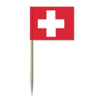 Cocktailprikkers vlag Zwitserland - 50x stuks - 8 cm vlaggetjes - landen decoratie - Prikkertjes
