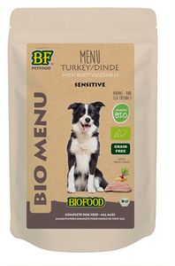 BIOFOOD ORGANIC HOND KALKOEN MENU POUCH 15X150 GR