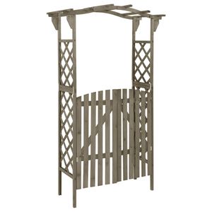 Pergola met poort 116x40x204 cm massief vurenhout grijs