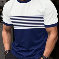 Bon&Bon Homme Men's Color-Block Striped Short Sleeve Casual T-Shirt Multicolor-5 / XL