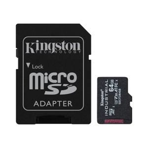 Kingston microSDHC Industrial C10 A1 pSLC-kaart + SD-adapter 64GB