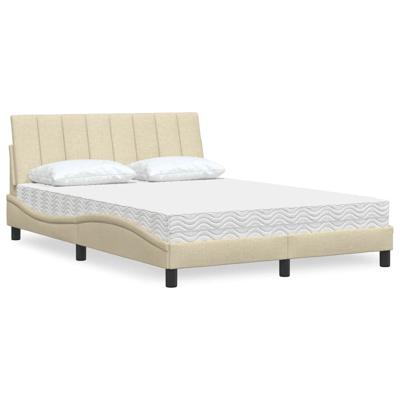 Bed met matras "Hanko" stof crèmekleurig 140x200 cm