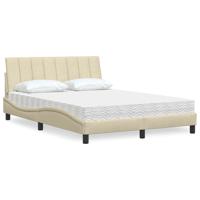 Bed met matras "Hanko" stof crèmekleurig 140x200 cm