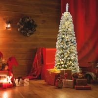 180cm Kunstmatige Potlood Kerstboom Verlichte Opvouwbare Pijnboom Fir Tree