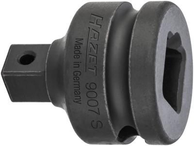 HAZET Verloopstuk 9007S · 1/2 inch (12,5 mm) vierkant hol · 3/8 inch (10 mm) vierkant massief · Lengte: 37 mm