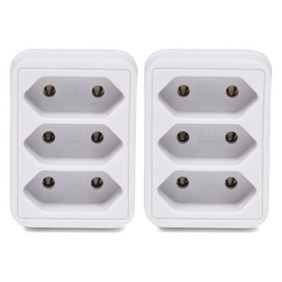 Benson Stopcontact splitter - 2x - triple - wit - voor 3 platte stekkers - verdeelstekkers