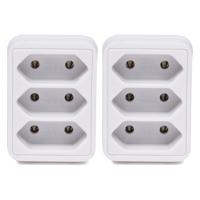 Benson Stopcontact splitter - 2x - triple - wit - voor 3 platte stekkers - verdeelstekkers