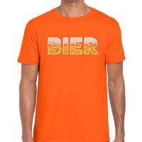 Bier tekst t-shirt oranje heren - thumbnail