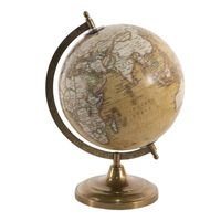 Clayre & Eef Wereldbol 22x30 cm Geel Bruin Hout Metaal Globe Geel Globe - thumbnail