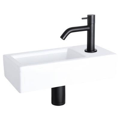 Differnz Ravo fonteinset keramiek - kraan gebogen - 38.5 x 18.5 x 9.5 cm - mat zwart