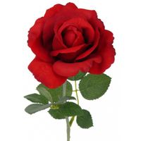 Kunst roos Carol - rood - 37 cm - decoratie bloemen   - - thumbnail