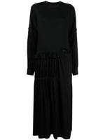 Yohji Yamamoto robe longue en maille à empiècements - Noir