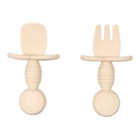 Baby bestek siliconen beige 1 Set