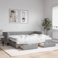 Slaapbank met onderschuifbed en lades 80x200 cm stof lichtgrijs