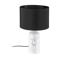 EGLO Vinoza tafellamp - E27(excl) - hoogwaardig keramiek - stoffen kap - Wit, Zwart