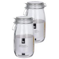 Excellent Houseware keuken voedsel Opslagpotten - 2x stuks - 1500 ML - glas - beugel sluiting - weck