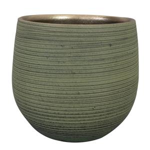 Ter Steege Plantenpot - keramiek - donkergroen - stripes - 22x20cm   -