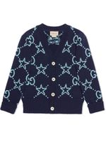 Gucci Kids cardigan en laine à imprimé GG Star - Bleu