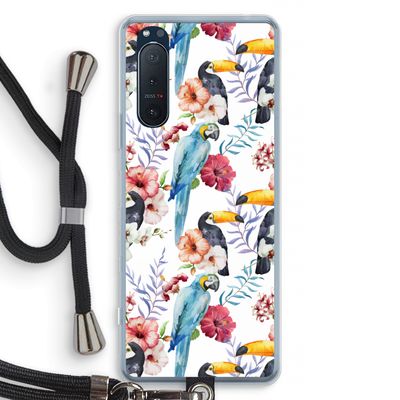 Bloemen tukan: Sony Xperia 5 II Transparant Hoesje met koord