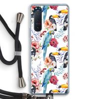 Bloemen tukan: Sony Xperia 5 II Transparant Hoesje met koord