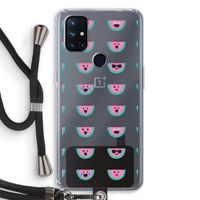 Smiley watermeloenprint: OnePlus Nord N10 5G Transparant Hoesje met koord