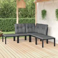5-delige Loungeset poly rattan zwart en grijs
