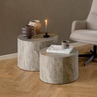 Bendt Ronde Salontafel Flavian Marmerlook, Set van 2 stuks - Grijs