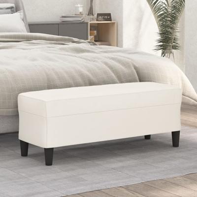 Bankje 100x35x41 cm kunstleer crèmekleurig