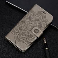 Mandala reliëf patroon horizontale Flip lederen case voor iPhone 11 Pro Max met houder & kaartsleuven & portemonnee & foto frame & Lanyard (grijs)
